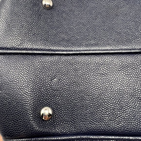 Chanel Large Matelassé Quilted Caviar Shopping Tote Bag Navy Dark Blue - Picture 14 of 17